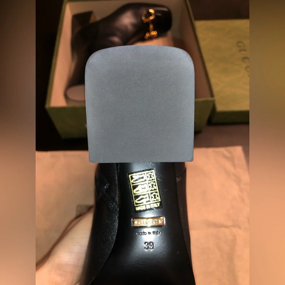 ❌SOLD❌ GUCCI HORSEBIT HEEL ANKLE BOOTS - BLACK, SIZE EU 39/SIZE US 8 (NWT) - Picture 4 of 11